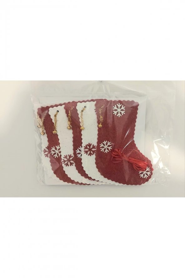 Yılbaşı Süsü Evadan Kırmızı Beyaz Patik Dekor - 2