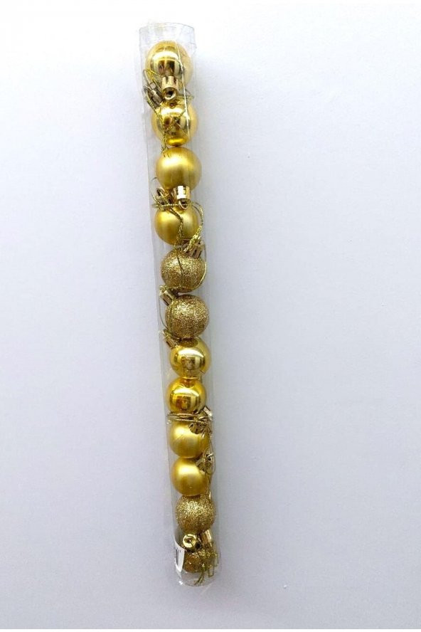 Gold Renk 3 cm 12 Li Boru Top Yılbaşı Süsü