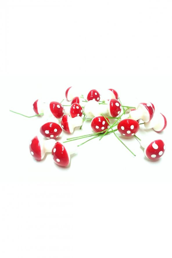 Büyük Kırmızı Renk Mantar Süs 10 Adet