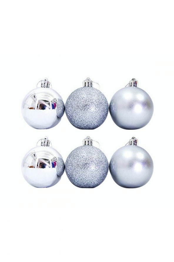 Yılbaşı Ağaç Süsü Top 6 Lı 6cm Silver