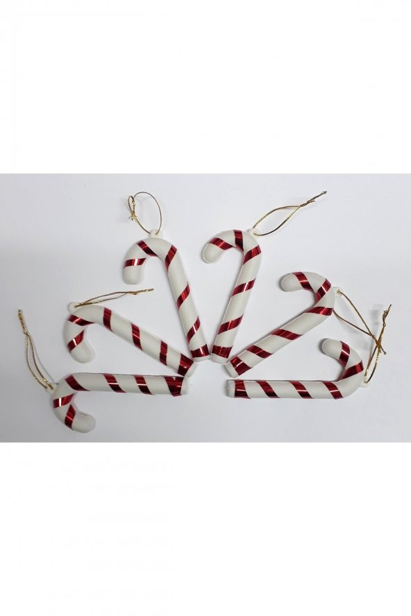 Kırmızı Beyaz 9 Cm Baston Süs (yılbaşı) 6 Lı ürün görseli 1