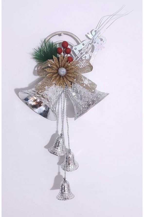 Yılbaşı Kapı Süsü 3 Lü Büyük Çan Gold