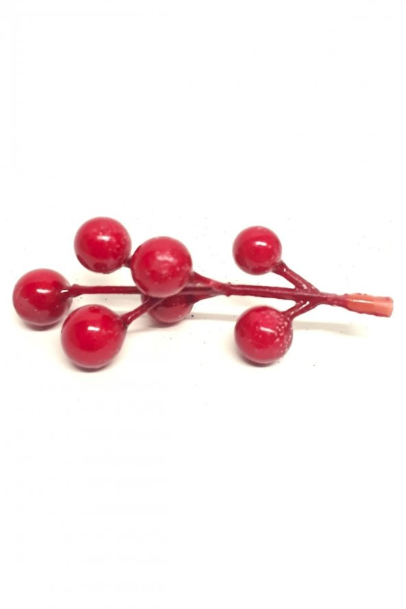 7 Li Kırmızı Top Dal Stick Dal Süs 1,3 Cm 7 Adet Yılbaşı Süsü