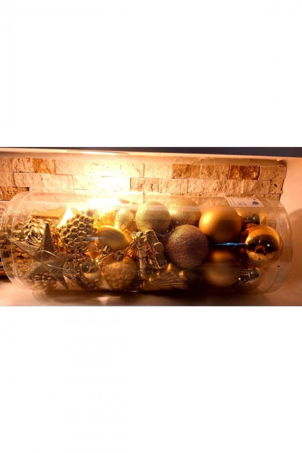 Mega Büyük Boy Gold Karışık Yılbaşı Süsü 44 Parça - 3