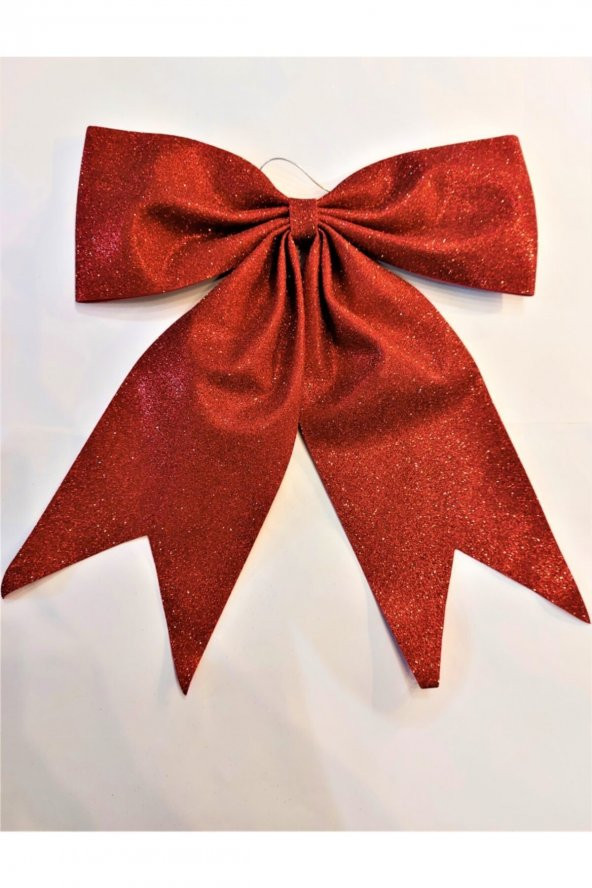 Mega Boy Dekor Evadan Simli Fiyonk Süs 35x40 Kırmızı