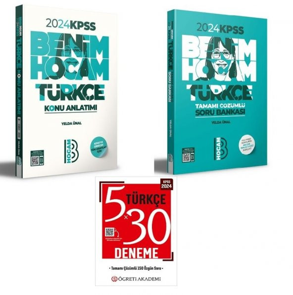 Benim Hocam Yayınları 2024 KPSS  Türkçe Konu Anlatımı+Soru Bankası+Deneme Seti(3Kitap)