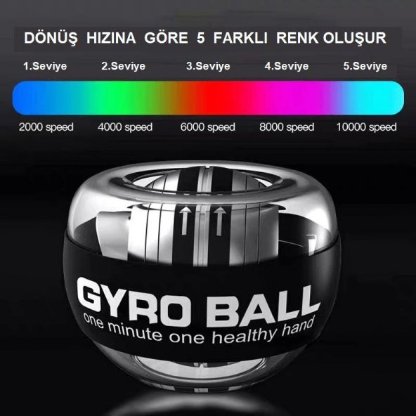 UpWay Gyro Ball El Bilek EgzersizTopu Otomatik Jiroskop Kol Kuvvet Spor Ekipmanı - 3