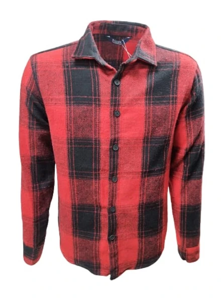 Ronex R00710 Erkek Oduncu Cepsiz Düğmeli Kareli Gömlek - Resim 5