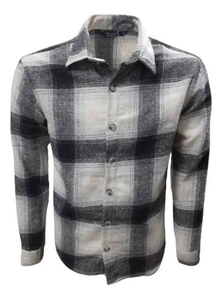 Ronex R00710 Erkek Oduncu Cepsiz Düğmeli Kareli Gömlek - Resim 3