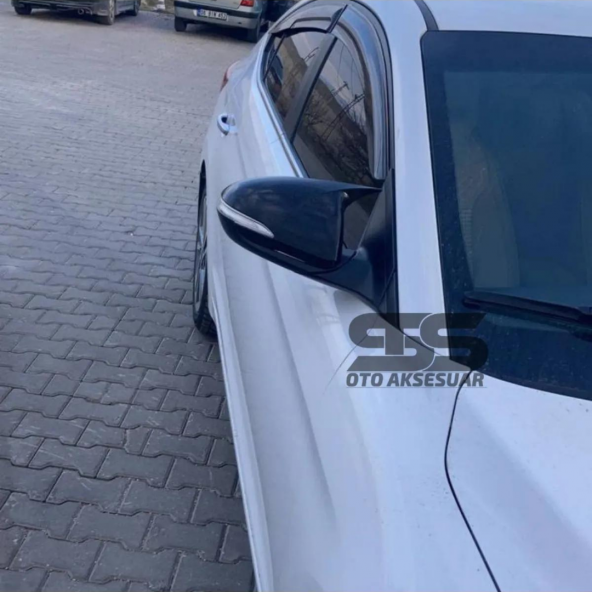 Hyundai Elantra Sinyalli 2016-2018 Uyumlu Batman Yarasa Ayna Kapağı Piano Black Abs Plastik - 2