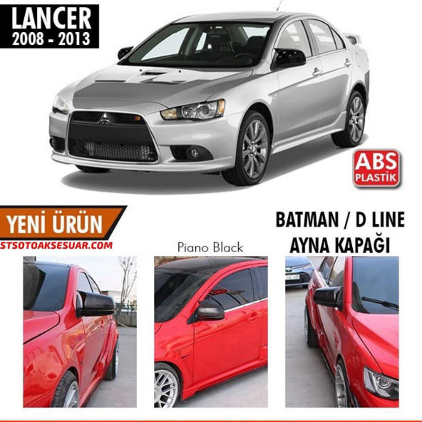 Mitsubishi Lancer 2008-2013 Uyumlu Batman Yarasa Ayna Kapağı Piano Black Abs Plastik - 2