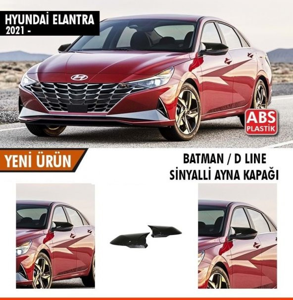 Hyundai Elantra 2021 Sinyalli Uyumlu Piano Black Batman Yarasa Ayna Kapağı - 3