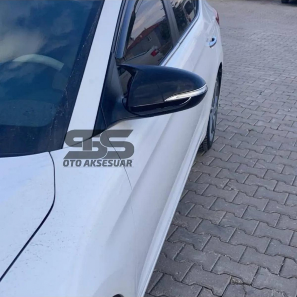 Hyundai Elantra Sinyalli 2016-2018 Uyumlu Batman Yarasa Ayna Kapağı Piano Black Abs Plastik - 3