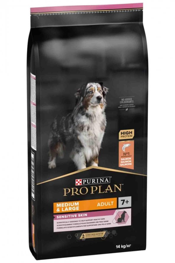 Pro Plan Sensitive Skin +7 Medium & Large Somonlu 14 kg Yaşlı Köpek Maması