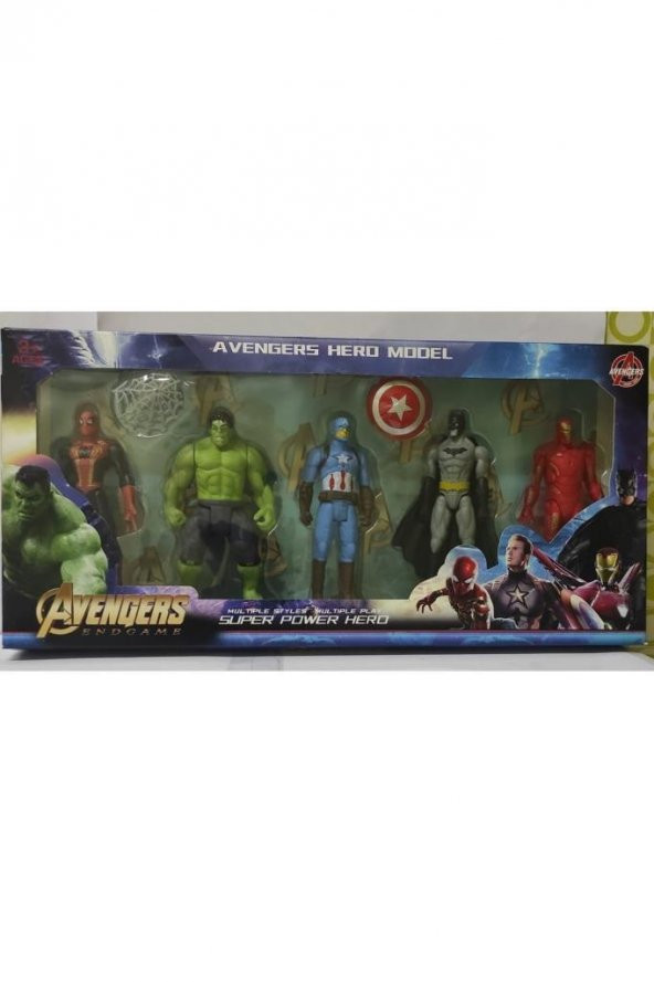 Ethem Oyuncak 5'li Süper Kahramanlar Oyun Seti 2156-5, Marvel Karakterler Figür Seti - 2