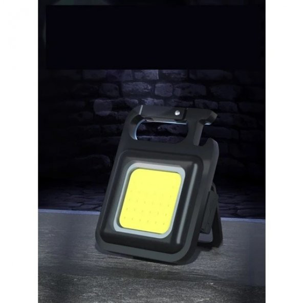 Mini 30 Ledli Mıknatıslı Anahtarlık Flash Kamp Lambası Askılı Kapak Açacaklı Şarjlı Fener - 3