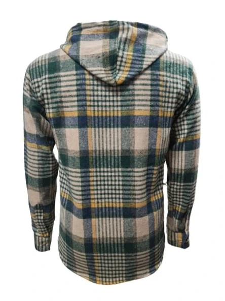 Ronex R01726 Erkek Oduncu Kapüşonlu Düğmeli Ekose Çizgili Kareli Gömlek - 2