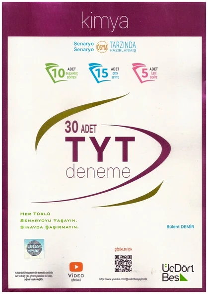 ÜÇDÖRTBEŞ TYT KİMYA 30 DENEME