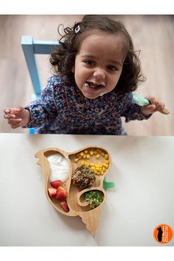 Bambu Unicorn 2 Bölmeli Mama Tabağı, Doğal Bebek & Çocuk Mama Tabağı - 2