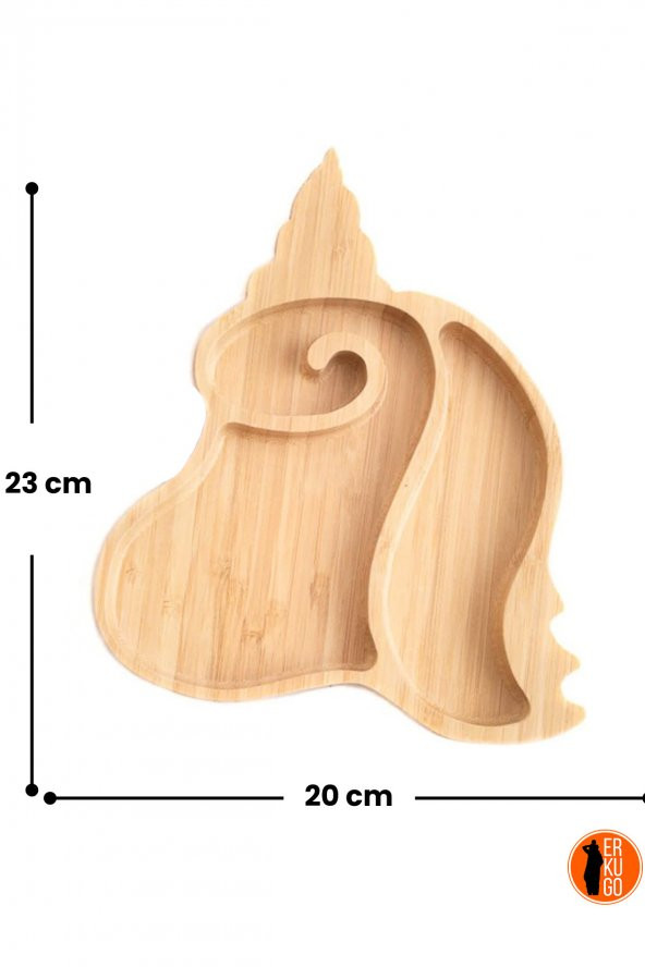 Bambu Unicorn 2 Bölmeli Mama Tabağı, Doğal Bebek & Çocuk Mama Tabağı - 3