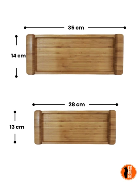 2 Adet Bambu Sunum Tepsisi, Servis Tabağı - 7