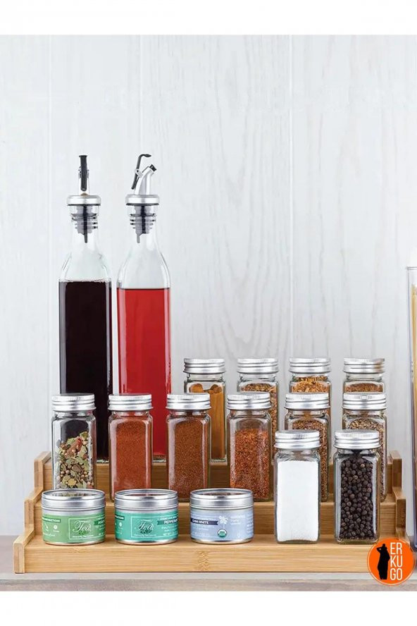 3 Katlı Bambu Stand Organizer, Baharatlık Düzenleyici - 2
