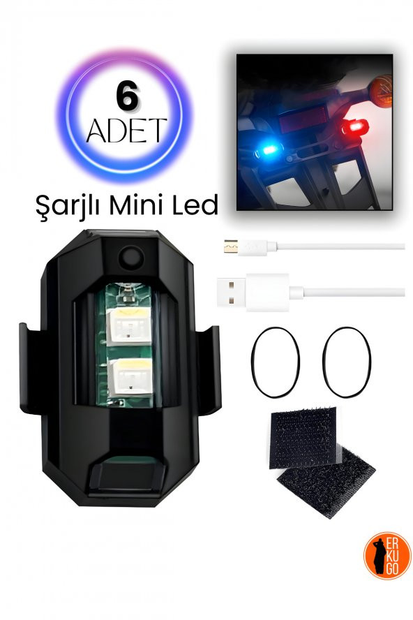 6 Adet Şarjlı Mini Led Işık/motor Çakar Led/drone Işığı/anti Çarpışma Uyarı Işığı