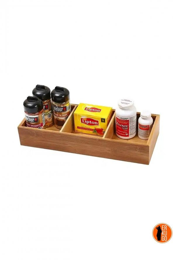 Bambu 3 Gözlü Çok Amaçlı Dekoratif Kutu, Takı Organizeri, Çerez Sunum Kutusu - 3