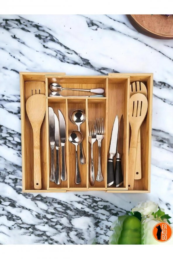 Bambu Ayarlanabilir Çekmece İçi Ölçü Ayarlı Kaşıklık 5-7 Bölmeli, Organizer - 2