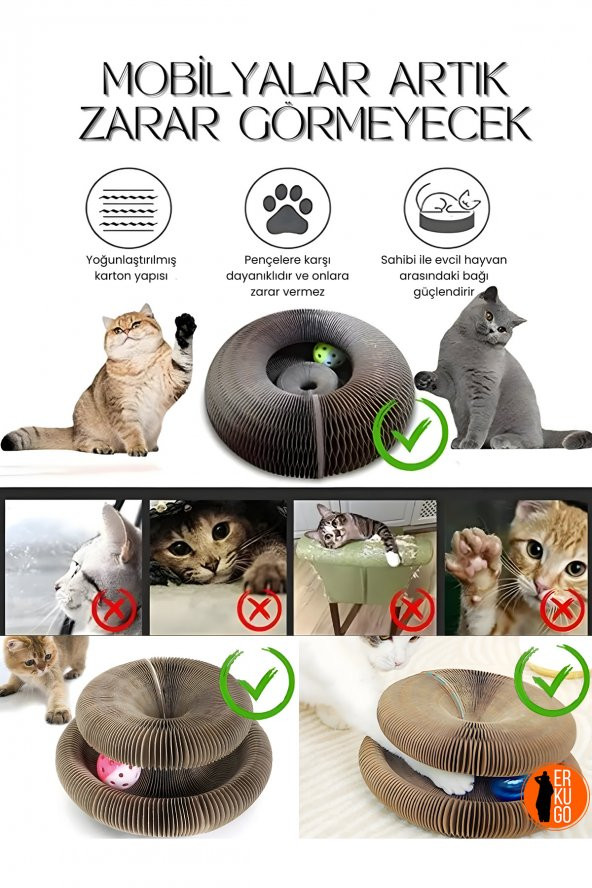 Kedi Tırmalama Oyuncağı / Sihirli Kedi Oyuncağı / Çıngıraklı Tırmalama Panosu - 3