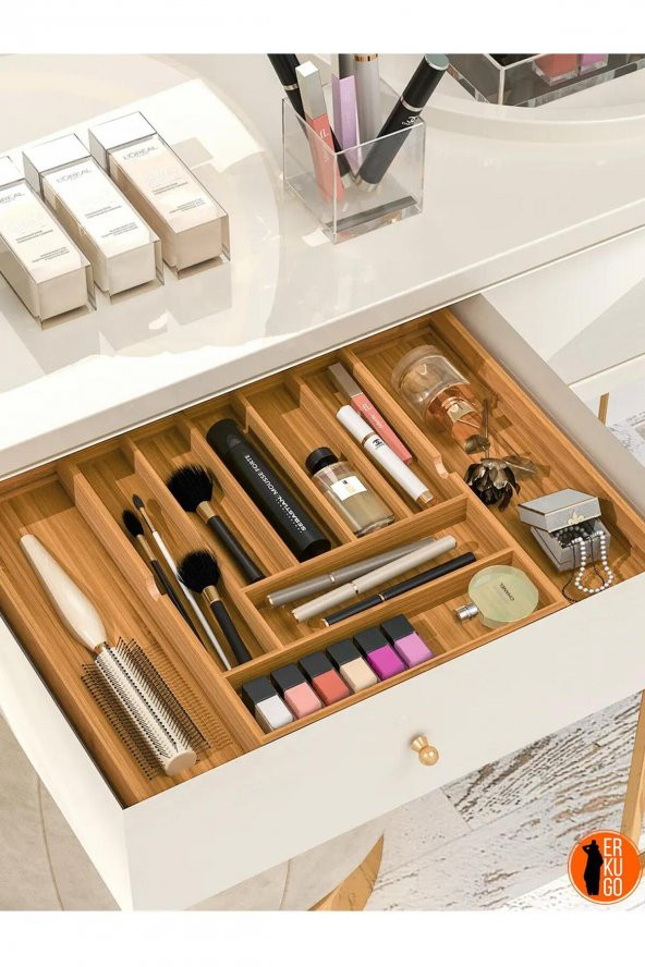 Bambu Ayarlanabilir Çekmece İçi Ölçü Ayarlı Kaşıklık 5-7 Bölmeli, Organizer - 3