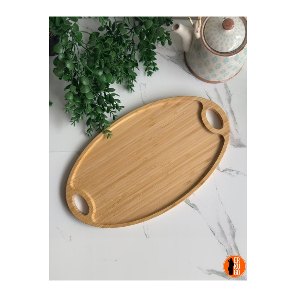 Bambu Oval Sunum Tepsisi, Kahvaltı Tabağı, Kahvaltı Sunum, Kahve Sunum , Çay Tepsisi - 5
