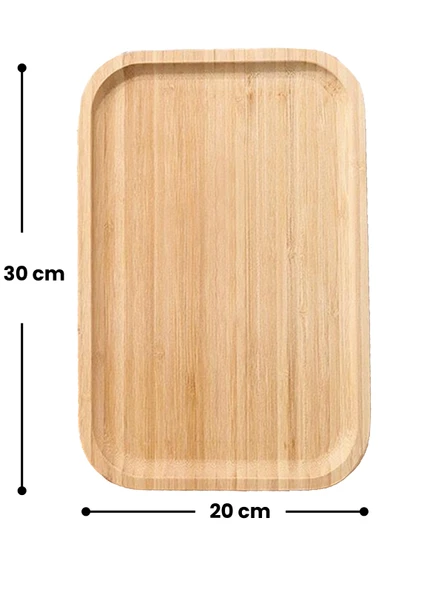 2 Adet Bambu Dikdörtgen Servis Tabağı, Sunum Seti (30x20 cm) - 7