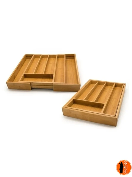 Bambu Ayarlanabilir Çekmece İçi Ölçü Ayarlı Kaşıklık 5-7 Bölmeli, Organizer - 4