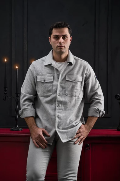 Paul Martin Regular Fit Çift Kapak Cepli Pamuklu Düğme Kapamalı Erkek Oduncu Gömlek - Resim 9