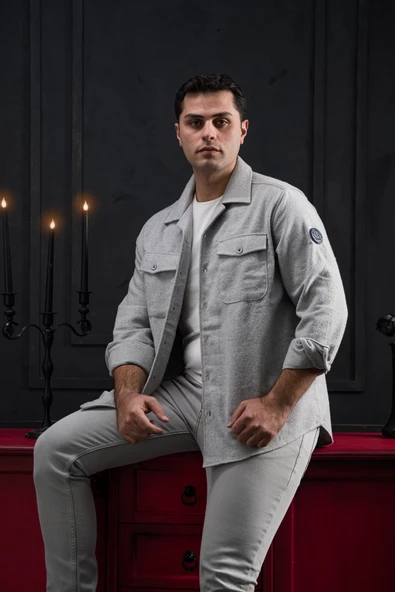 Paul Martin Regular Fit Çift Kapak Cepli Pamuklu Düğme Kapamalı Erkek Oduncu Gömlek - Resim 7