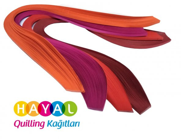 Hayal Turuncu, Fuşya, Kırmızı ve Koyu Kırmızı 400 Adetli Quilling Kağıdı ürün görseli