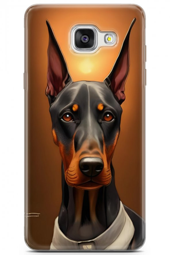 Samsung Galaxy A5 2016 Uyumlu Kılıf Dogs 03 Doberman Arka Kapak Kahverengi