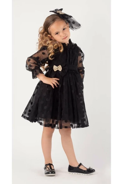 İri Puanlı Dantel Kız Çocuk Elbise - 16