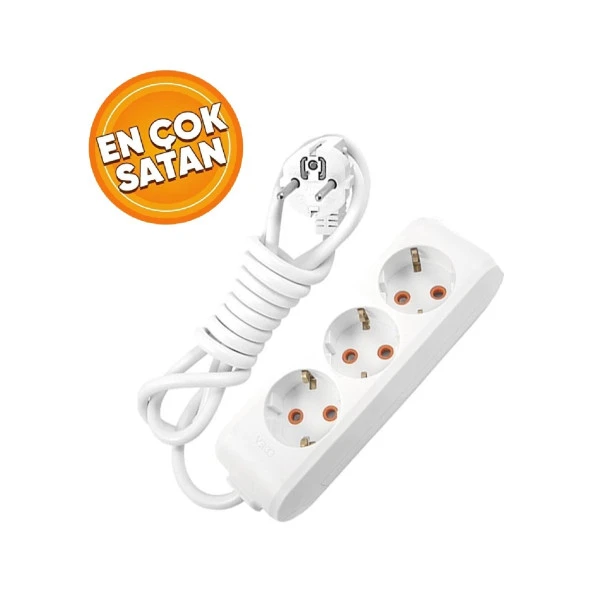 Viko Üçlü Priz Topraklı Kablolu Ç.K. 2 Metre - 1