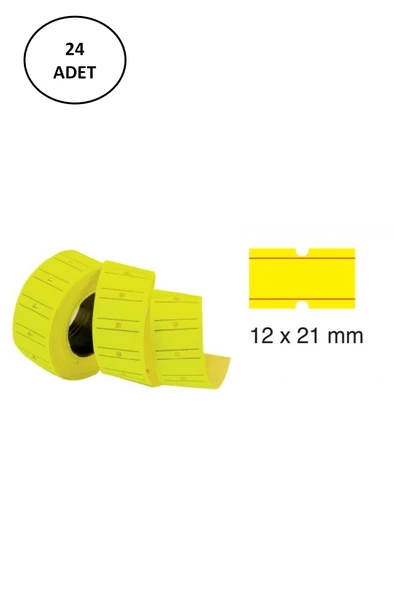 Tanex Makine Fiyat Etiketi 12X21 Mm Çizgili Fosforlu Sarı 24'lü - 2