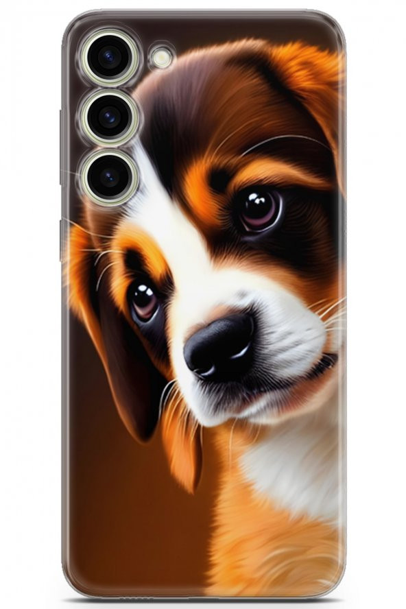 Samsung Galaxy S23 Plus Uyumlu Kılıf Dogs 05 Üzgün Yavru Koruma Kılıfı Beyaz
