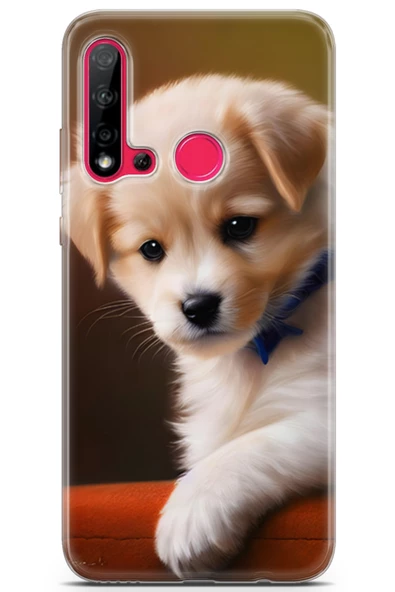 Huawei P20 Lite 2019 Uyumlu Kılıf Dogs 15 Kaniş Yavru Kalın Silikon Gold