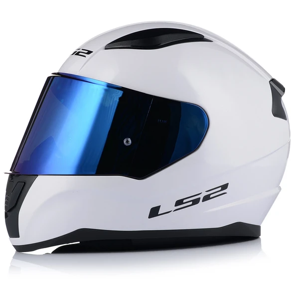 Ls2 Rapıd 2 Beyaz Kapalı Motosiklet Kaskı Mavi Camlı