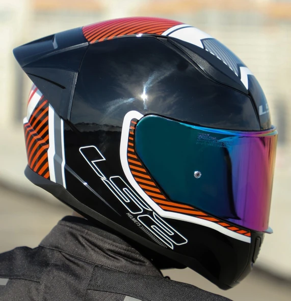 LS2 RAPID 2 RACE EXTRA BEYAZ-KIRMIZI FULLFACE MOTOSİKLET KASKI GÖKKUŞAĞI CAMLI - Resim 2