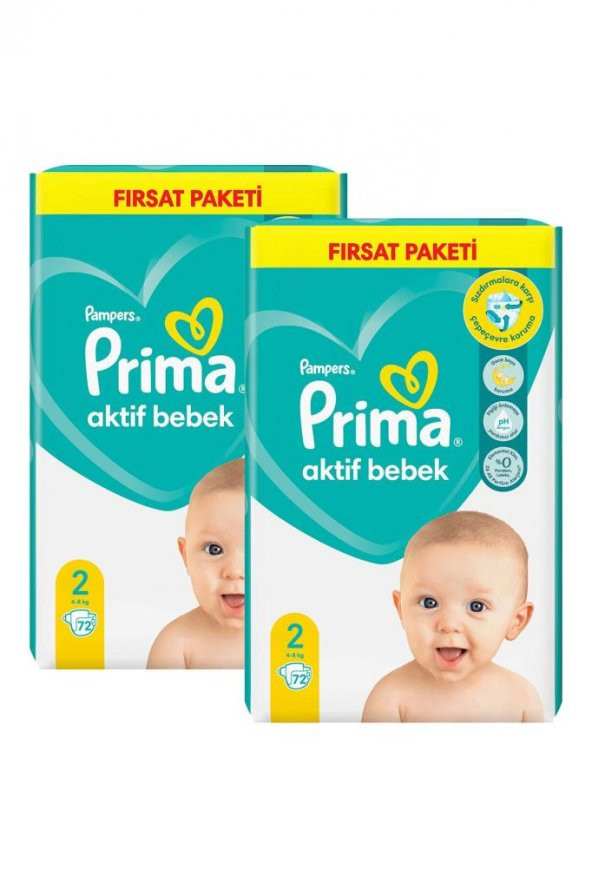 Prima Bb Aktif Bebek 2 Beden 144 Adet Aylık Fırsat Paketi 31750 - 2