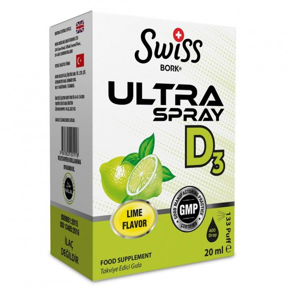 Swiss Bork Ultra Spray D3 20ml | Limon Aromalı