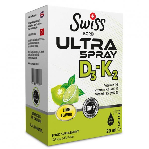 Swiss Bork Ultra Spray D3-K2 20ml | Limon Aromalı