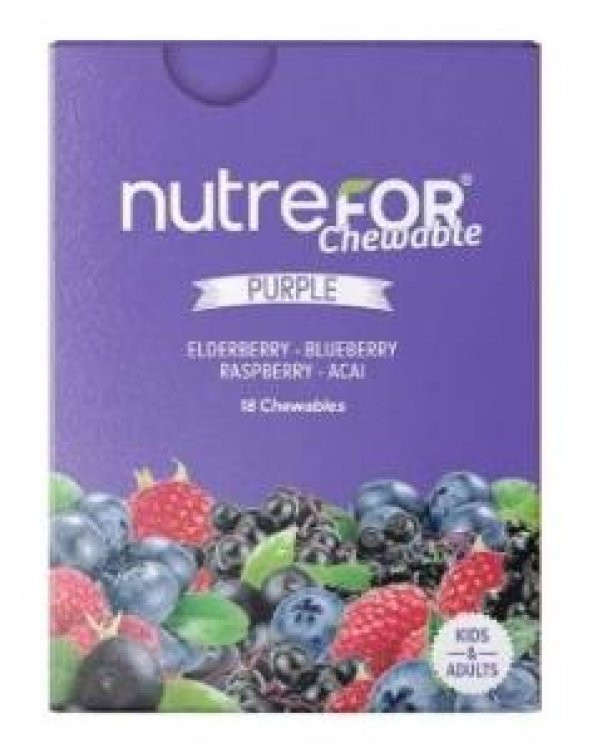 Nutrefor Chewable Purple 18 Çiğneme Tableti | Elderberry - Blueberry - Raspberry