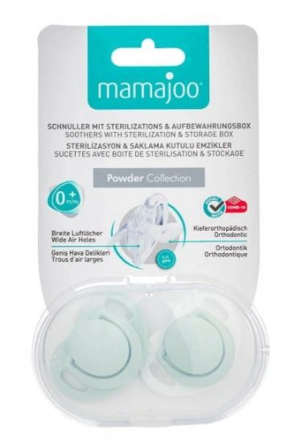 Mamajoo Yalancı Emzik 0 Ay+ Powder Green Ortodontik | 2 Adet